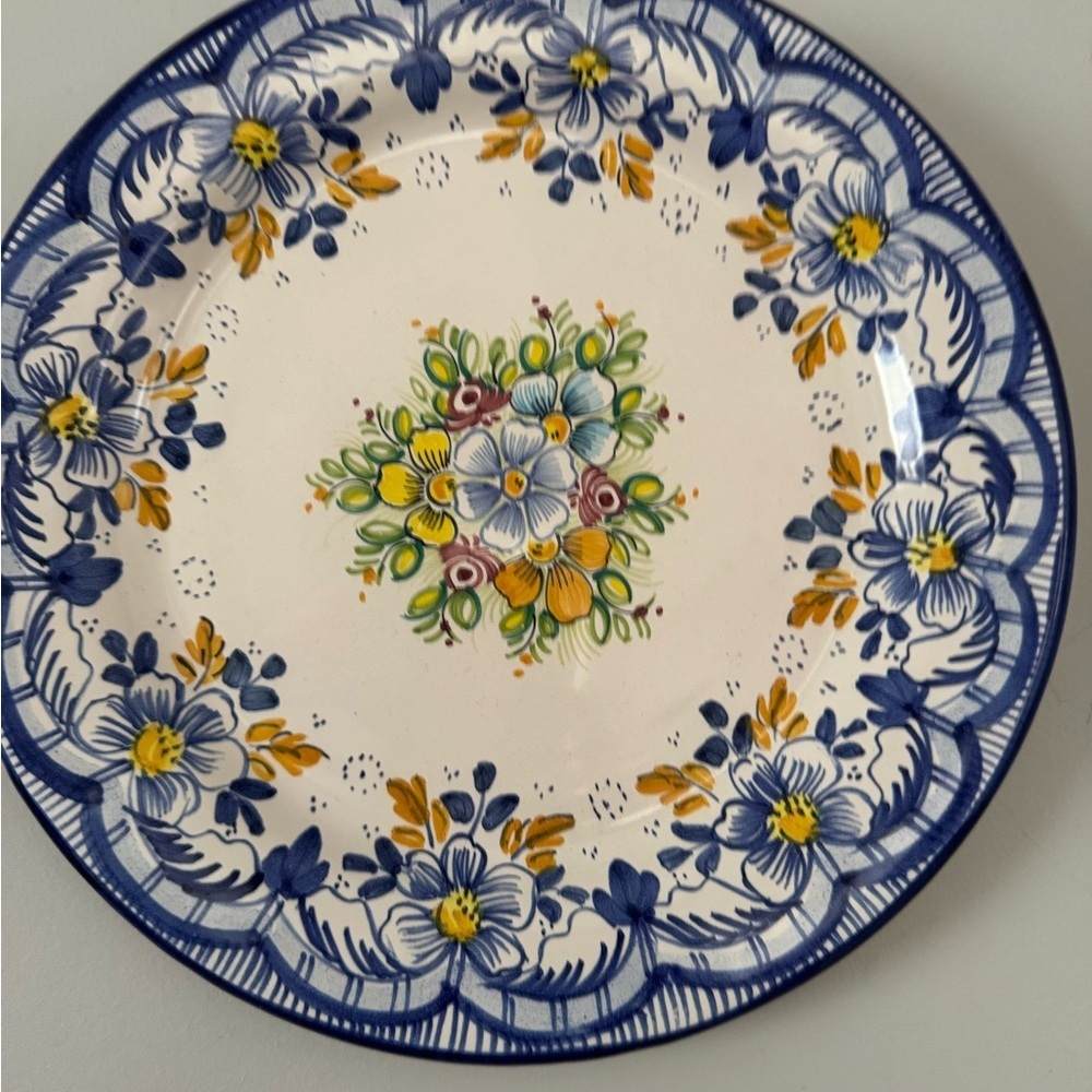 Hand painted Seville Floral Decorative Plate with Blue and Yellow Design…